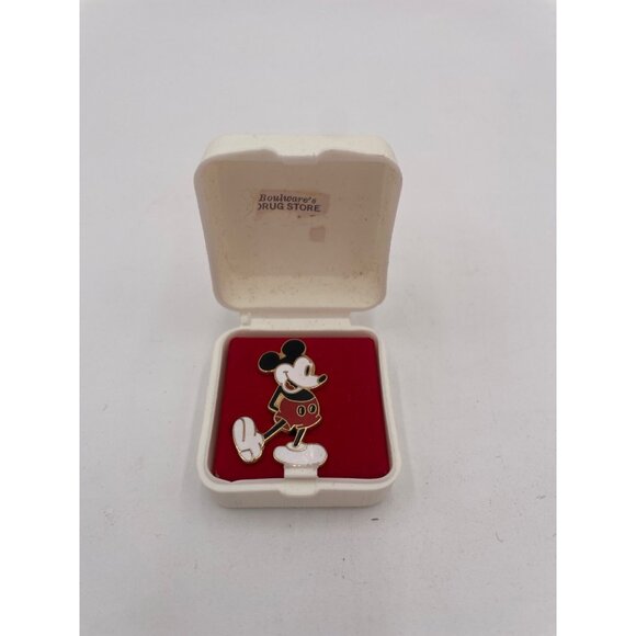 Vintage Mickey Mouse Gold-Tone Enamel Pin In Original Box Boulwares Drug Store - Picture 1 of 4